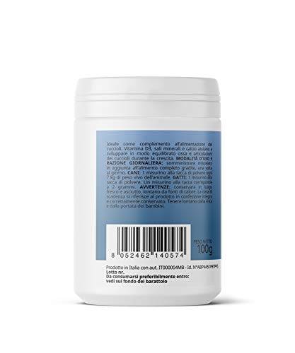 DYNAMOPET BenesserePet Puppy Complemento alimenticio para Cachorros 100gr, promueve el Crecimiento equilibrado de Perros y Gatos Cachorros, complemento para Huesos y articulaciones Fuertes