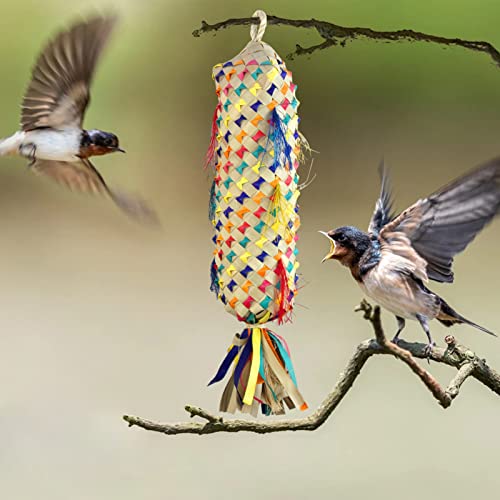 DZAY Juguete para loro, juguete para masticar, juguete para periquitos, cacatúas, pájaros, caja de ratán, hojas de palma, juguete para pájaros, accesorios para periquitos, cacatúas, canarios