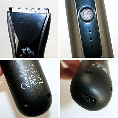 DZL- Cortapelo para Perro Esquiladora Eléctrica Cortador de Pelo para Mascotas Removedor USB Recargable Máquina de Cortar Pelo Bajo Ruido Impermeable (Negro-Kit)