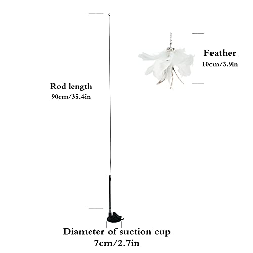 Eastlion Juguetes con Plumas para Gatos con Campana y Ventosa, Varita Gatitos Interactivos para Interior Ejercitar y Jugando