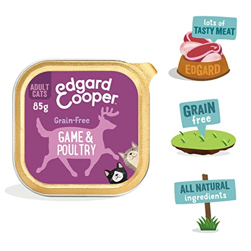 Edgard & Cooper Comida Humeda Gatos Adultos Natural Sin Cereales Esterilizados, Latas 19x85g Venado y Aves Frescos, Fácil de digerir, Alimentación Sana Sabrosa y equilibrada, Proteína