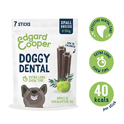 Edgard & Cooper Premios Higiene Dental Perros Pequeños 56 Barras Eucalipto/Manzana, Cuidado Dental Diario bajo en calorías, Masticación Prolongada, Aliento Fresco