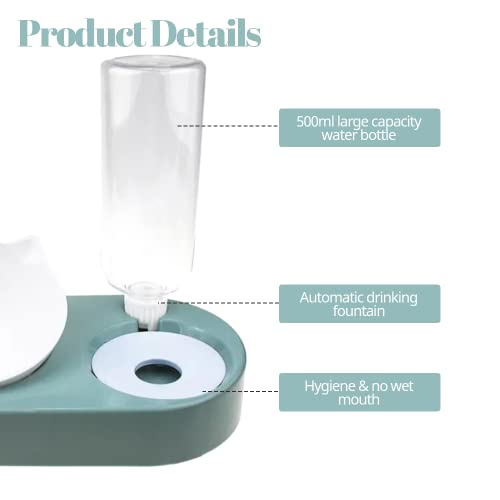 Edipets, Comedero Gato, Bebedero Gatos, Capacidad 600 ml, Antiahogo, Antideslizante, Dispensador Comida Agua, Antigoteo, Accesorios (Verde)