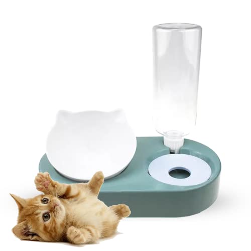 Edipets, Comedero Gato, Bebedero Gatos, Capacidad 600 ml, Antiahogo, Antideslizante, Dispensador Comida Agua, Antigoteo, Accesorios (Verde)