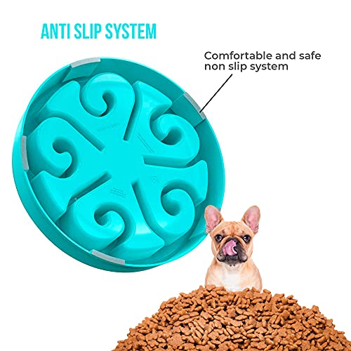 Edipets, Comedero para Perro, Antivoracidad, Alimentación Lenta, para Mascotas Pequeñas, Medianas y Grandes, Plato Interactivo Evita Ansiedad (Azul)