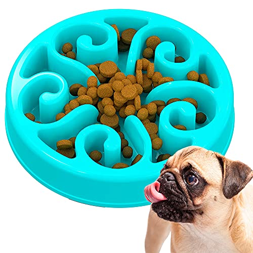 Edipets, Comedero para Perro, Antivoracidad, Alimentación Lenta, para Mascotas Pequeñas, Medianas y Grandes, Plato Interactivo Evita Ansiedad (Azul)