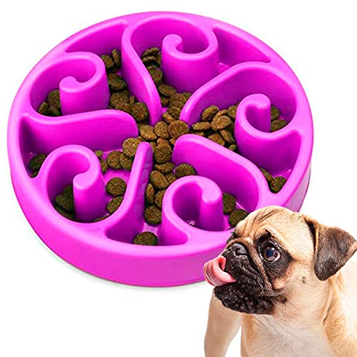 Edipets, Comedero para Perro, Antivoracidad, Alimentación Lenta, para Mascotas Pequeñas, Medianas y Grandes, Plato Interactivo Evita Ansiedad (Morado)