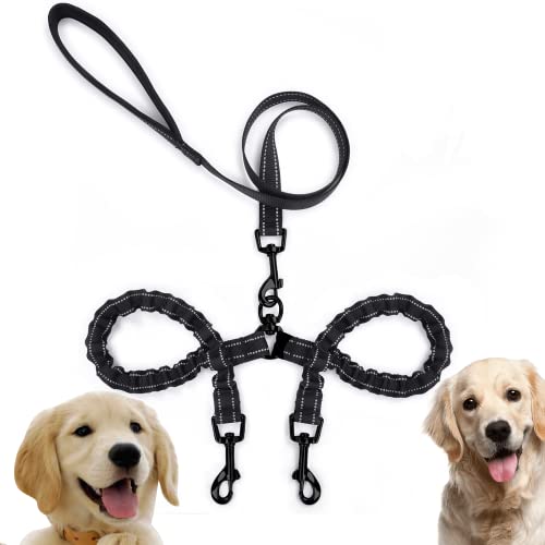 Edipets, Correa Doble para Perros, Extensible, Reflectante, Antitirones, 360º, sin Enredos, Adiestramiento, para Dos Perros, Pequeño, Mediano y Grande