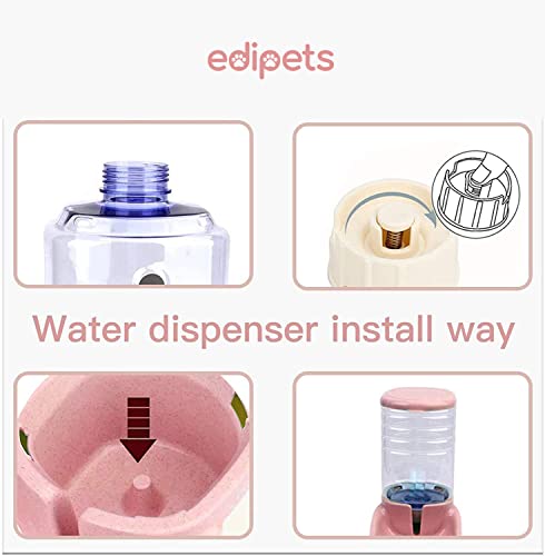 Edipets, Dispensador para Gatos y Perros, Comida y Agua, Pack 2 Unidades, Automático, 3.8 L c/u, Comedero, Alimentador y Bebedero para Mascotas (Rosa)