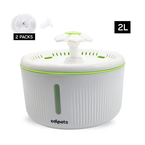 Edipets, Fuente para Gatos, Bebedero para Mascotas Perro, Accesorio Dispensador de Agua , Bebedero Gatos , Silenciosa, Ventana de Control de Nivel, Incluye 2 Cepillos y 3 Filtros de Carbón