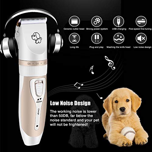 El pelo de perro mascota de recorte de bajo ruido USB recargable de carga eléctrica del perro casero Clipper Preparación del gato del cortador del removedor de la máquina Cinco De ajuste de velocidad