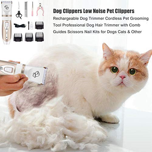 El pelo de perro mascota de recorte de bajo ruido USB recargable de carga eléctrica del perro casero Clipper Preparación del gato del cortador del removedor de la máquina Cinco De ajuste de velocidad