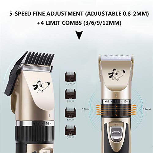 Eléctrica recargable Trimmer pelo del animal doméstico del gato del perro casero de poco ruido de las podadoras de pelo y estética máquina de afeitar de la máquina de corte fijado + peine Cabeza de po