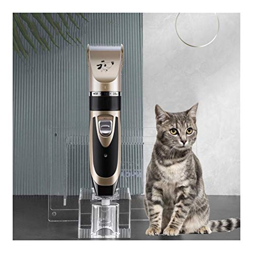 Eléctrica recargable Trimmer pelo del animal doméstico del gato del perro casero de poco ruido de las podadoras de pelo y estética máquina de afeitar de la máquina de corte fijado + peine Cabeza de po