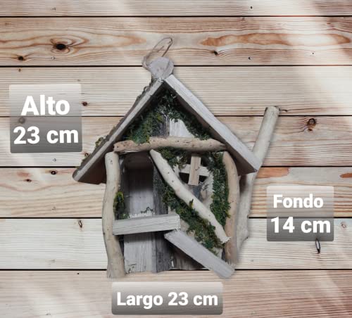 ELENANO Caseta pajaros Grande XXL Nido para pájaros casa de Madera para Colgar casita decoración de jardín terraza o balcón pajarera