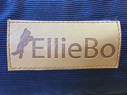 Ellie-Bo - Cama para Perro de 60 cm, tamaño pequeño (56 x 41 cm), Laterales de Pana Azul y Parte Superior de Piel sintética Gris.
