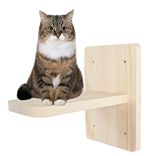 Escalera para Gatos, de madera maciza, Soporte de pared para escaleras muebles de juego Montado en la pared Estantes para gatos Escaleras de estantería del gato, 1 plataforma