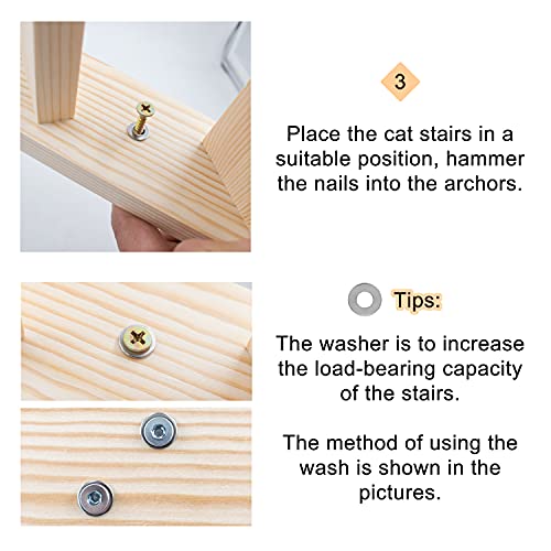 Escalera para Gatos, Soporte de pared para escaleras Escalada Gato Plataforma Cuatro Paso Escalera del Gato muebles para mascotas para escalar, jugar y descansar