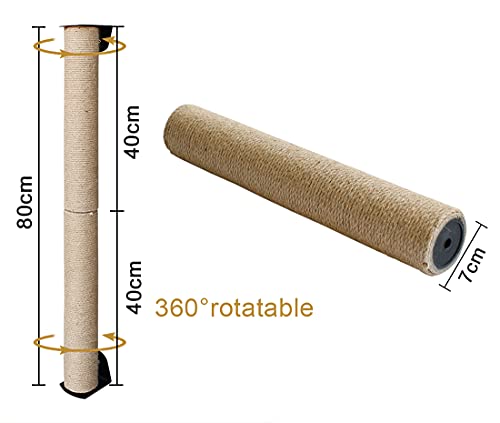 Estantes para postes de rascar para gatos montados en la pared, estante de muebles para gatos de interior y gatos grandes, postes para rascar gatos para escalada (80 cm de altura)