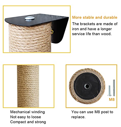 Estantes para postes de rascar para gatos montados en la pared, estante de muebles para gatos de interior y gatos grandes, postes para rascar gatos para escalada (80 cm de altura)