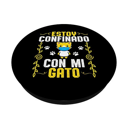 Estoy Confinado Con mi Gato Cat Animal Mask Pet Lover Regalo PopSockets PopGrip: Agarre intercambiable para Teléfonos y Tabletas