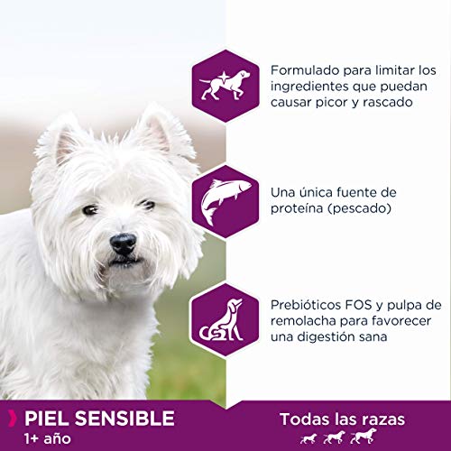 EUKANUBA Daily Care Alimento seco para perros adultos con piel sensible, alimento hipoalergénico con pescado, 2.3 kg