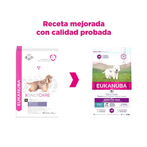 EUKANUBA Daily Care Alimento seco para perros adultos con piel sensible, alimento hipoalergénico con pescado, 2.3 kg