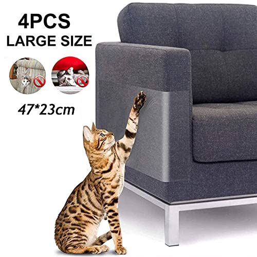 EUNEWR Protector antiarañazos para gatos, lámina adhesiva con tornillos, protección transparente contra arañazos para muebles tapizados, almohadilla antiarañazos, para puerta, muebles y pared