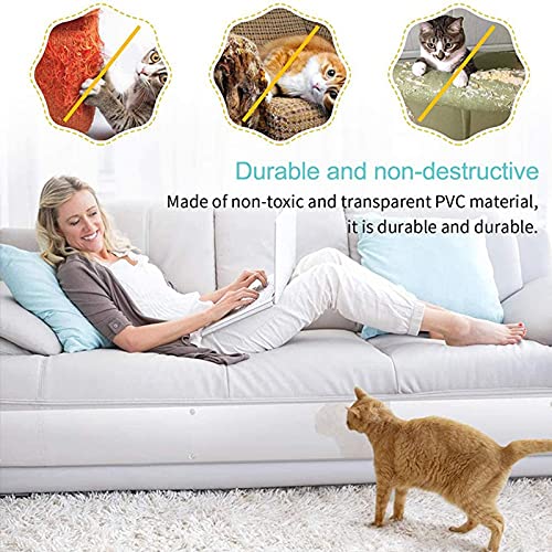 EUNEWR Protector antiarañazos para gatos, lámina adhesiva con tornillos, protección transparente contra arañazos para muebles tapizados, almohadilla antiarañazos, para puerta, muebles y pared