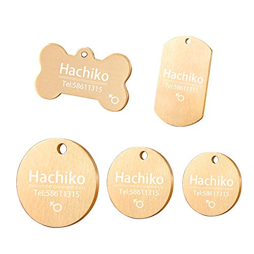 EUSFIYY Etiqueta de identificación de Perro Personalizada con Grabado Etiqueta de identificación de Mascota para Accesorios de Collar de Perro Gato Etiqueta de Perro Nombre Grabado Tel Sex-3-L