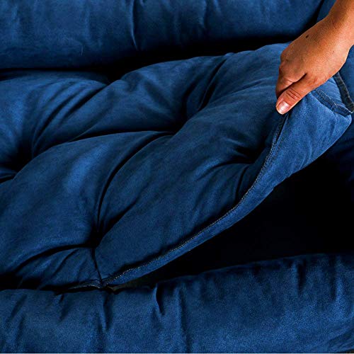 Evergreenweb Cama para Perro, Azul 65x85 Sofá para Perro, Alfombrilla para Perro, Cesta para Perro, Acogedora Cama para Mascotas en la Habitación Borde Elevado, con Suave cojín Desmontable - Rex