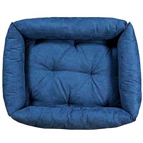 Evergreenweb Cama para Perro, Azul 65x85 Sofá para Perro, Alfombrilla para Perro, Cesta para Perro, Acogedora Cama para Mascotas en la Habitación Borde Elevado, con Suave cojín Desmontable - Rex