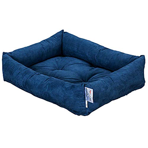 Evergreenweb Cama para Perro, Azul 65x85 Sofá para Perro, Alfombrilla para Perro, Cesta para Perro, Acogedora Cama para Mascotas en la Habitación Borde Elevado, con Suave cojín Desmontable - Rex