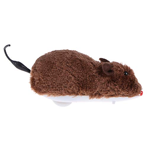 Everpert Ratón de Cuerda, Gatos Que Juegan Juguetes Mecánicos Rata, Accesorios para Mascotas (Marrón)
