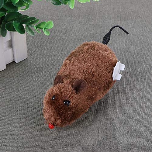 Everpert Ratón de Cuerda, Gatos Que Juegan Juguetes Mecánicos Rata, Accesorios para Mascotas (Marrón)