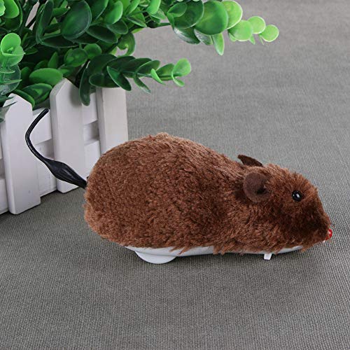 Everpert Ratón de Cuerda, Gatos Que Juegan Juguetes Mecánicos Rata, Accesorios para Mascotas (Marrón)