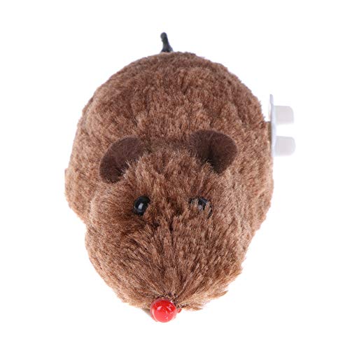 Everpert Ratón de Cuerda, Gatos Que Juegan Juguetes Mecánicos Rata, Accesorios para Mascotas (Marrón)