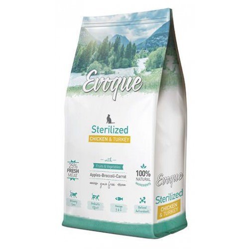 Evoque para gatos STERILISED ADULT CHICKEN Turkey & Rice 1, 5Kg