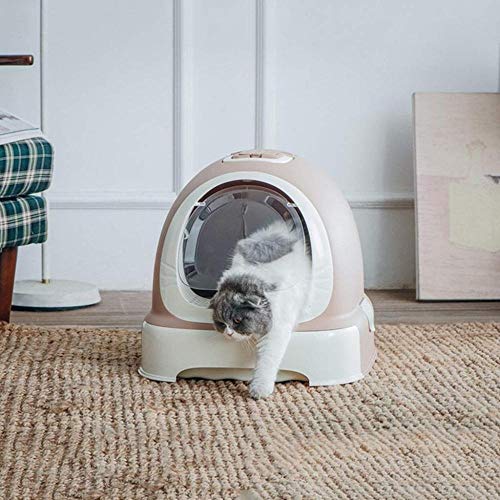 Fácil De Limpiar Arenero Para Gatos Protege El Suelo Y La Alfombra Para Caja Desodorante Encerrado Cubierta De Inodoro Automática Cabello Arena Olla Entrenamiento De Extracción (color: Rosado)-naranja