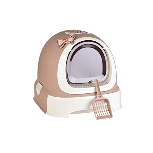 Fácil De Limpiar Arenero Para Gatos Protege El Suelo Y La Alfombra Para Caja Desodorante Encerrado Cubierta De Inodoro Automática Cabello Arena Olla Entrenamiento De Extracción (color: Rosado)-naranja