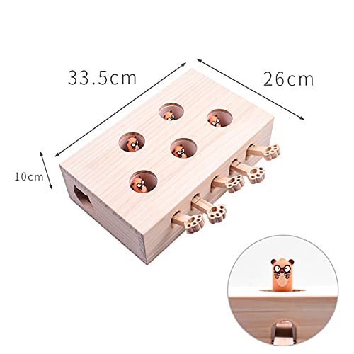 Fakavear Caja De Juego para Gatos, Juguetes Interactivos De Madera para Gatos Juego De Golpe Puzle Caza Juguete Divertido Gatito Seguro Hierba Gatera Teaser Caja Divertida Rascador De Patas
