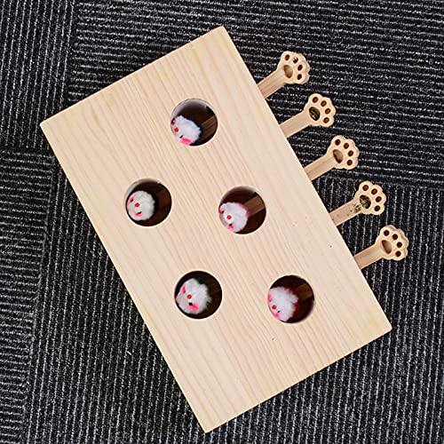 Fakavear Caja De Juego para Gatos, Juguetes Interactivos De Madera para Gatos Juego De Golpe Puzle Caza Juguete Divertido Gatito Seguro Hierba Gatera Teaser Caja Divertida Rascador De Patas