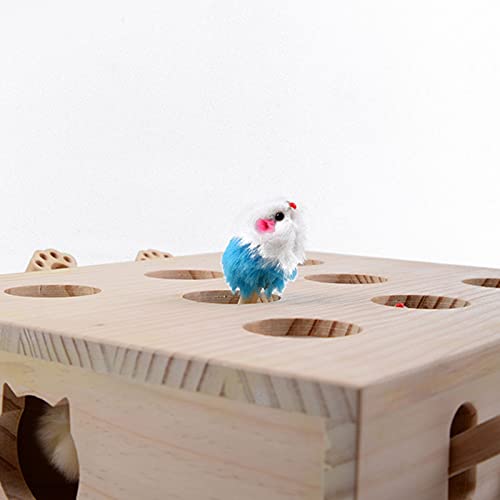 Fakavear Caja De Juego para Gatos, Juguetes Interactivos De Madera para Gatos Juego De Golpe Puzle Caza Juguete Divertido Gatito Seguro Hierba Gatera Teaser Caja Divertida Rascador De Patas