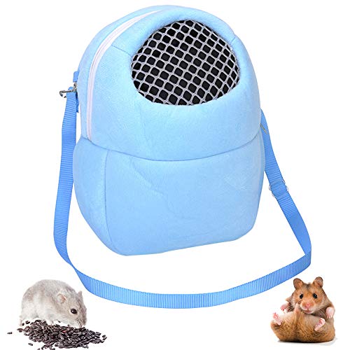 FANDE Bolsas de Transporte para Mascotas, Transportin para Pequeños Animales, Pet Carrier Bag, para Transportar Ratas Hámsters Ratones Ardillas Chinchillas Erizos Y Otros Animales Similares (Azul, M)