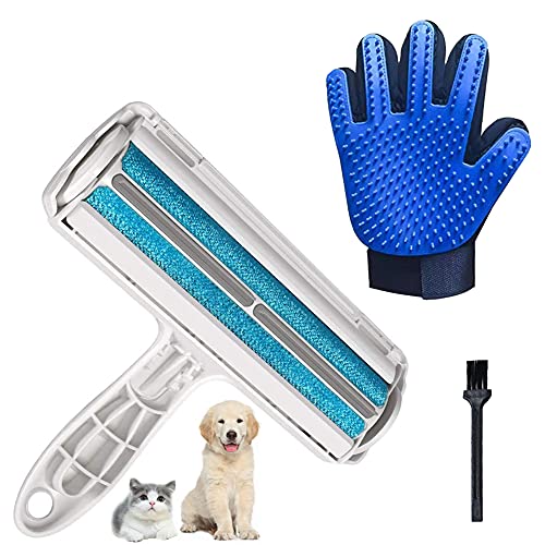 FANJIANG Quitapelos y Rodillo para Perros y Gatos + Guante Quitapelos y Cepillo Quitapelusas, Reutilizable Rodillos para Eliminación de Piel de la Ropa y Sofá.