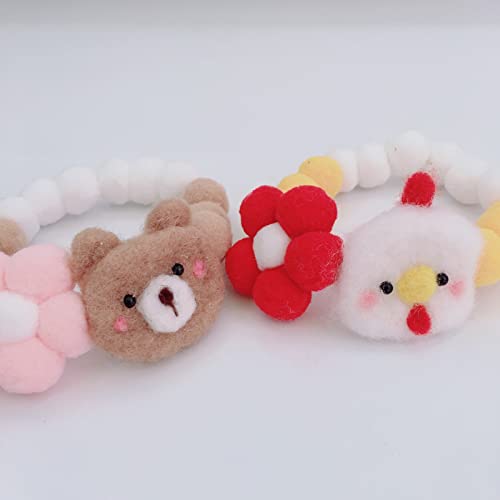 farfi Collar para mascotas, banda de alta elasticidad, hilo de lana ajustable, bola de pelo de lujo, collar de gatito colorido para el hogar gato collar para vacaciones
