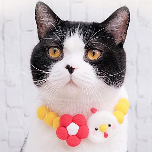 farfi Collar para mascotas, banda de alta elasticidad, hilo de lana ajustable, bola de pelo de lujo, collar de gatito colorido para el hogar gato collar para vacaciones