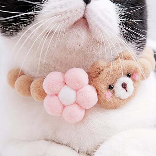 farfi Collar para mascotas, banda de alta elasticidad, hilo de lana ajustable, bola de pelo de lujo, collar de gatito colorido para el hogar gato collar para vacaciones
