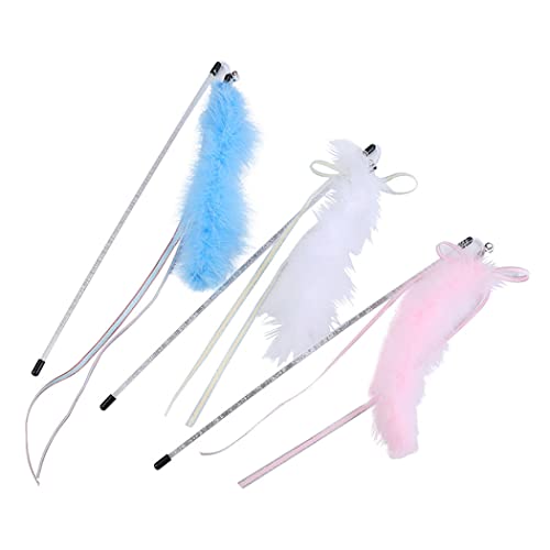 Fascigirl Juguete de varita de gato peludo cinta de gato juguete juguete de juguete para entrenamiento interior casero persiguiendo ejercicio de ansiedad larga