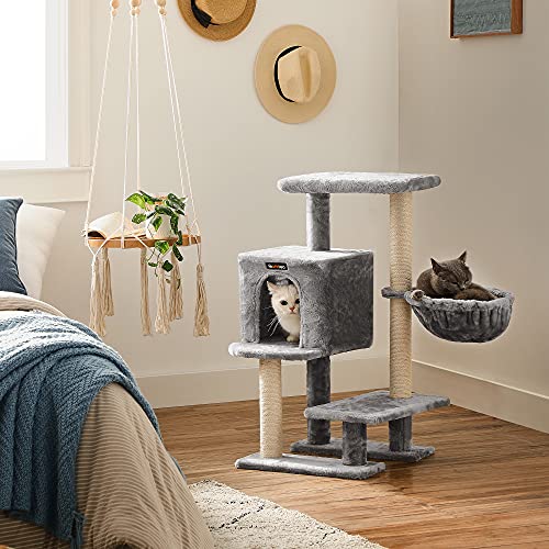 FEANDREA Árbol de Gatos, Árbol para Gatos, 84 cm, Gris Claro PCT142W01